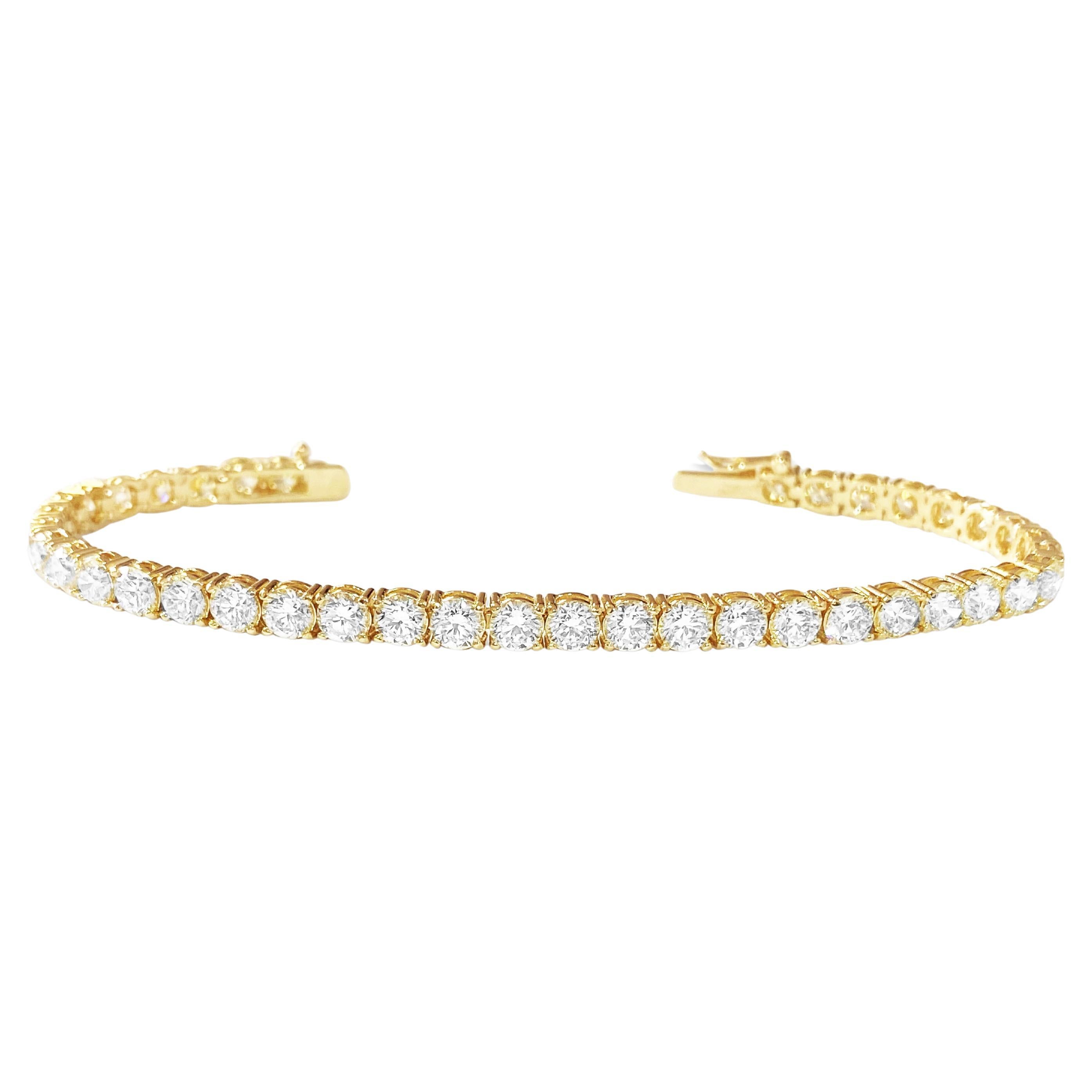 9.20 Carat Diamond Tennis Bracelet 14k Gold For Sale