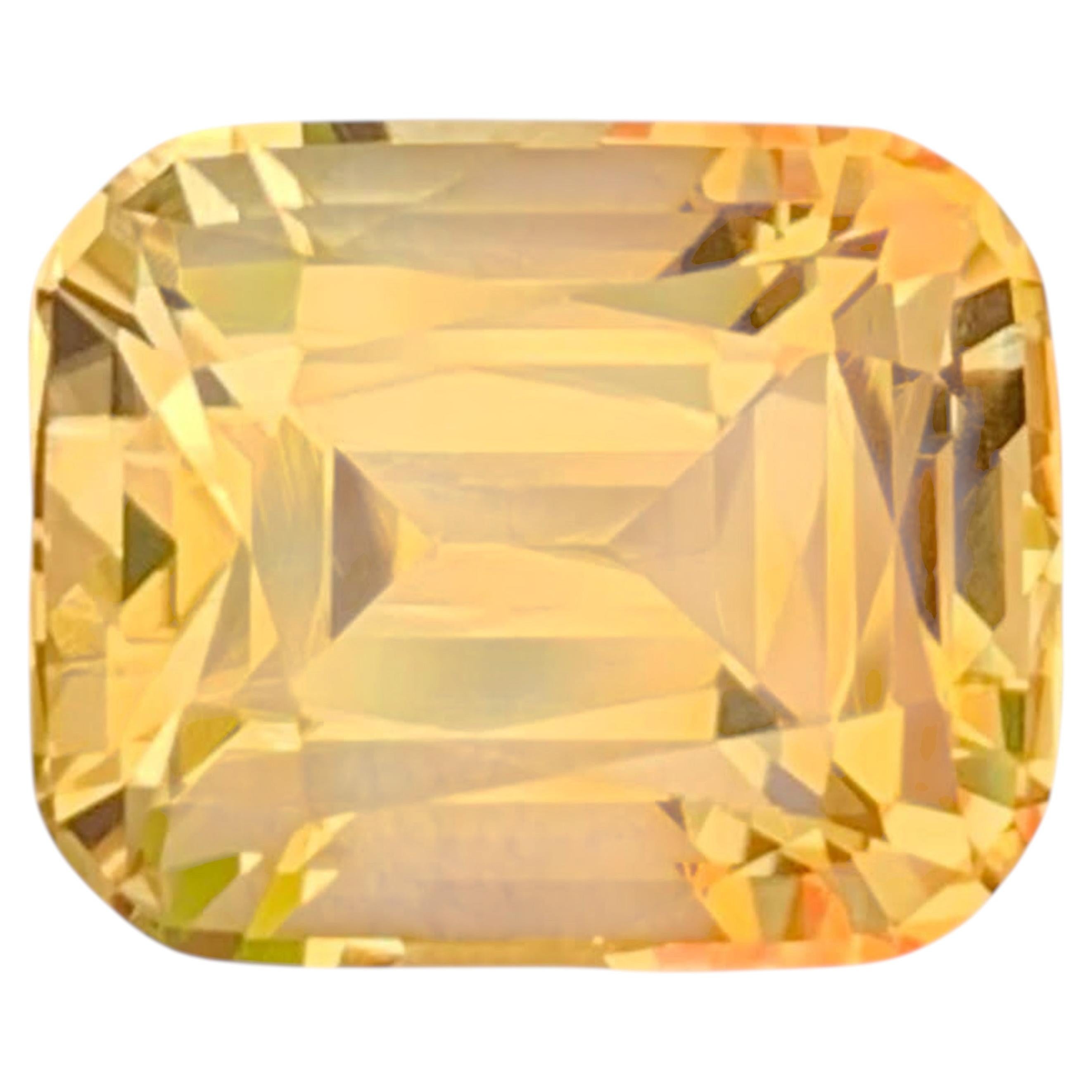 9.20 Carat Natural Faceted Yellow Golden Citrine Cushion Cut Brazilian Gemstone