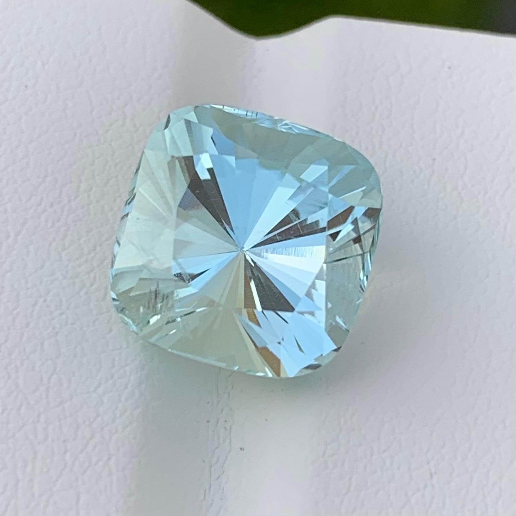 Loose Aquamarine
Weight: 9.20 Carat
Dimension: 12.2 x 12.1 x 10.4 Mm
Colour : Pale Blue
Origin: Shigar Valley, Pakistan
Treatment: Non
Certificate : On Demand
Shape: Square 

Aquamarine is a captivating gemstone known for its enchanting blue-green