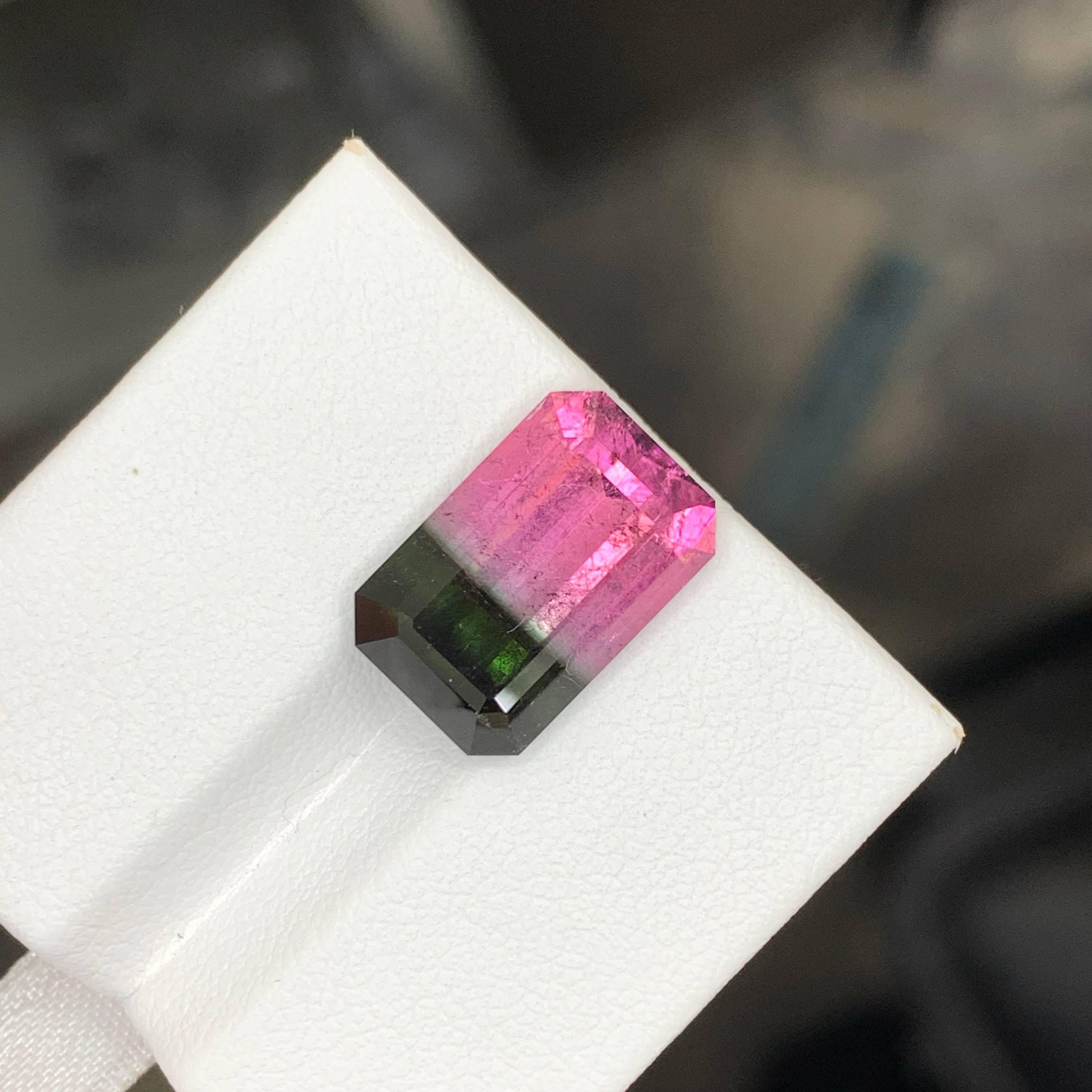 Gema afgana de 9,20 quilates de turmalina de sandía bicolor natural suelta talla esmeralda Corte esmeralda en venta