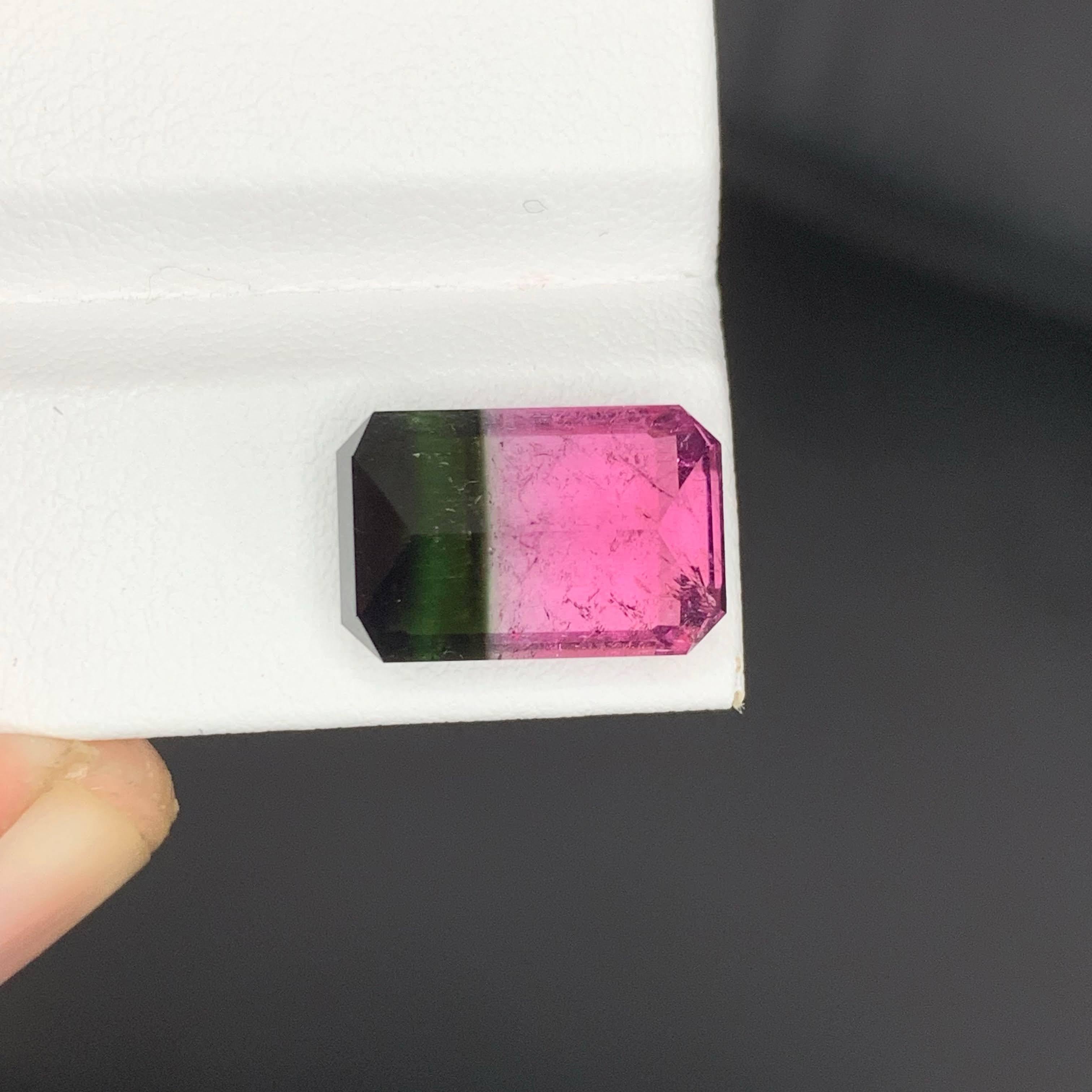 Gema afgana de 9,20 quilates de turmalina de sandía bicolor natural suelta talla esmeralda en venta 3