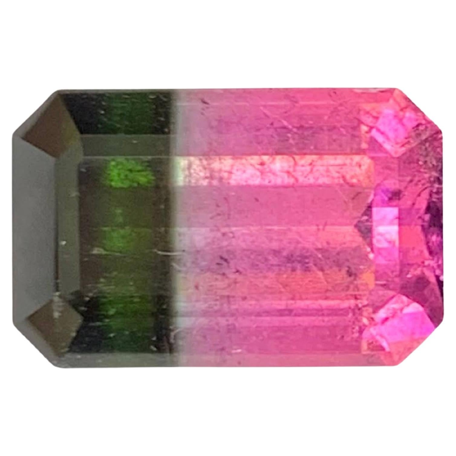 9.20 Carat Natural Loose Bi Color Watermelon Tourmaline Emerald Cut Afghan Gem