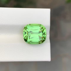 9.20 Carat Natural Loose Lightsaber Green Peridot Cushion Shape Gem