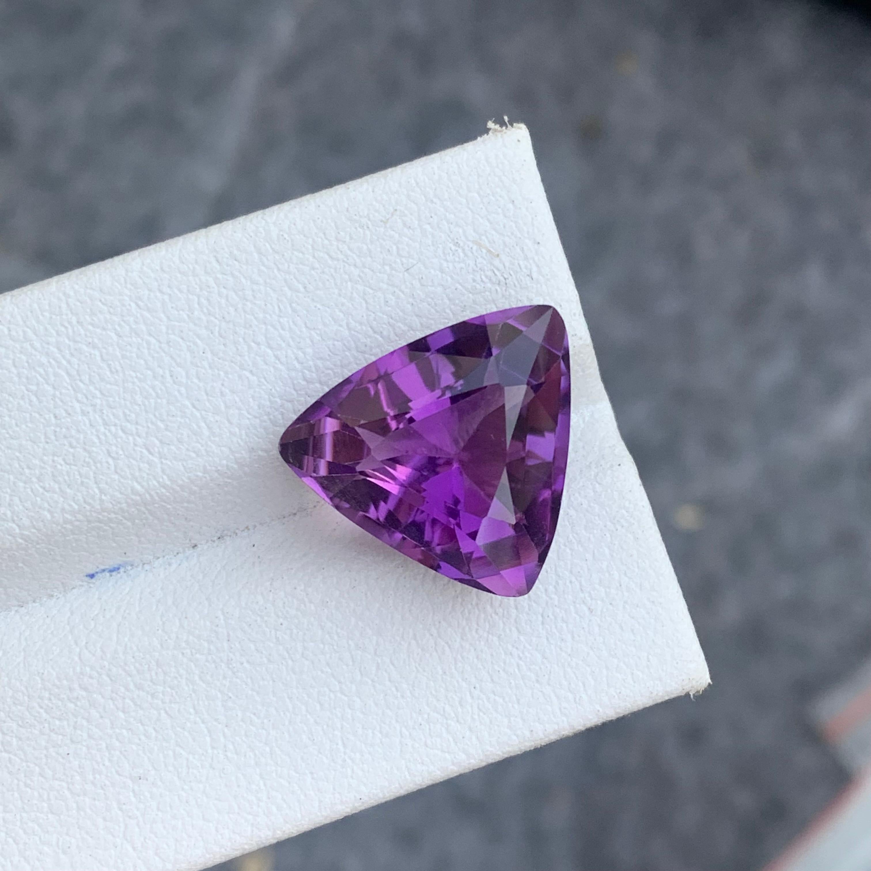 9.20 Carat Natural Purple Amethyst Gemstone Trilliant Cut from Brazil Mine For Sale 4
