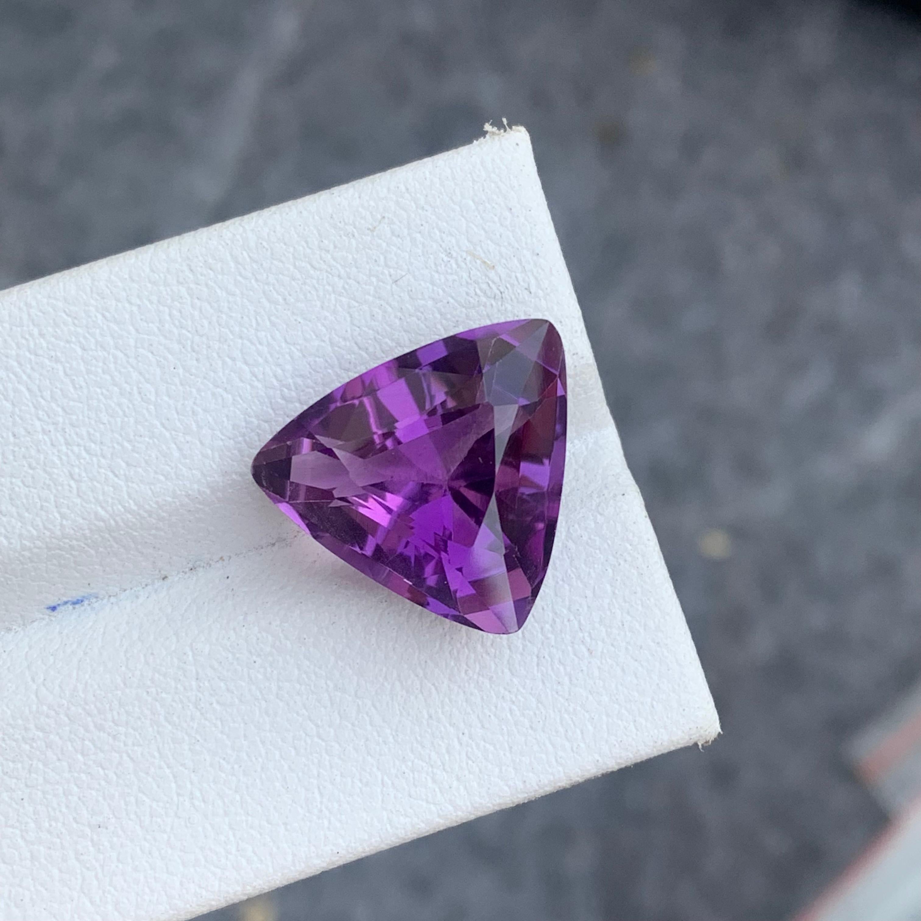 9.20 Carat Natural Purple Amethyst Gemstone Trilliant Cut from Brazil Mine For Sale 5