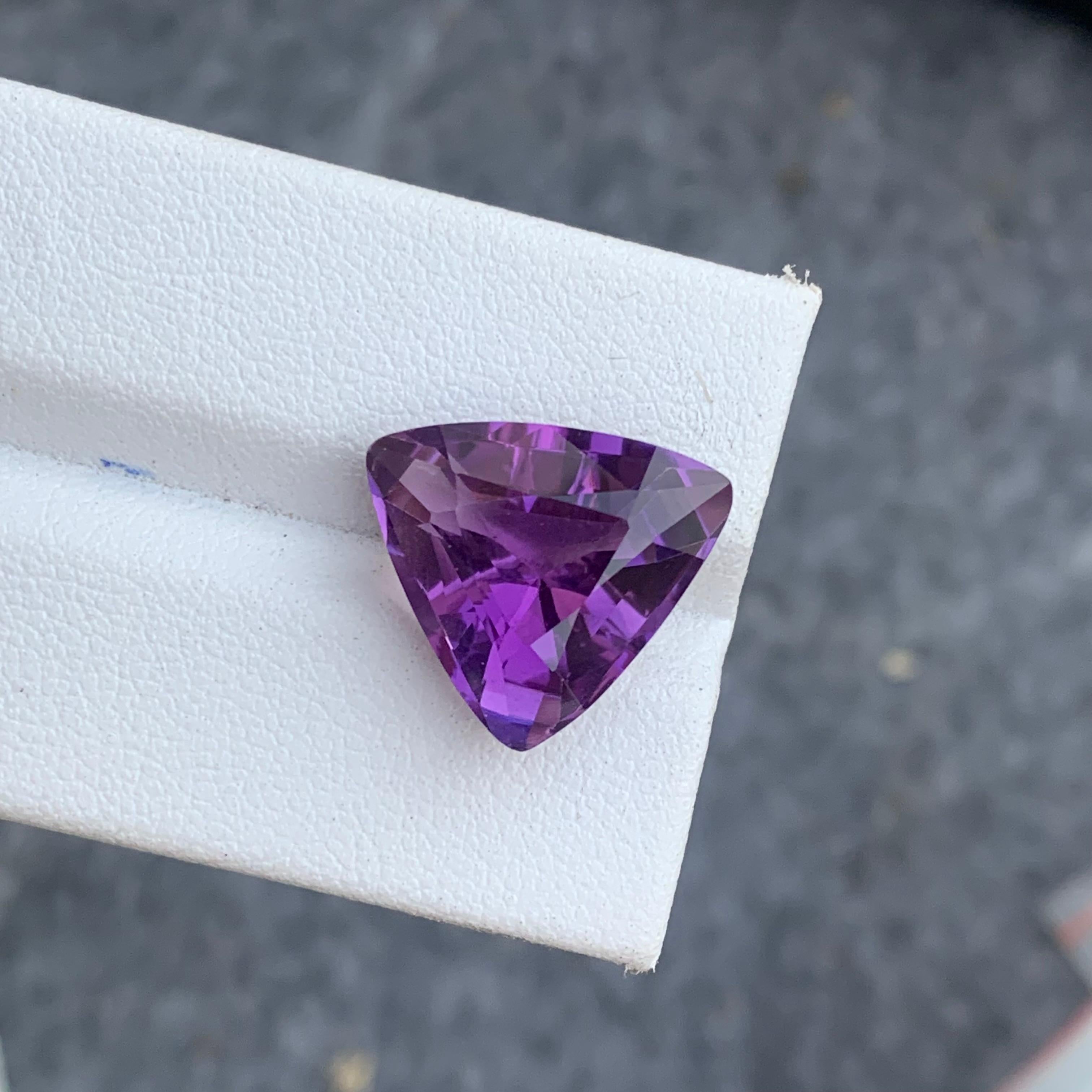 9.20 Carat Natural Purple Amethyst Gemstone Trilliant Cut from Brazil Mine For Sale 6