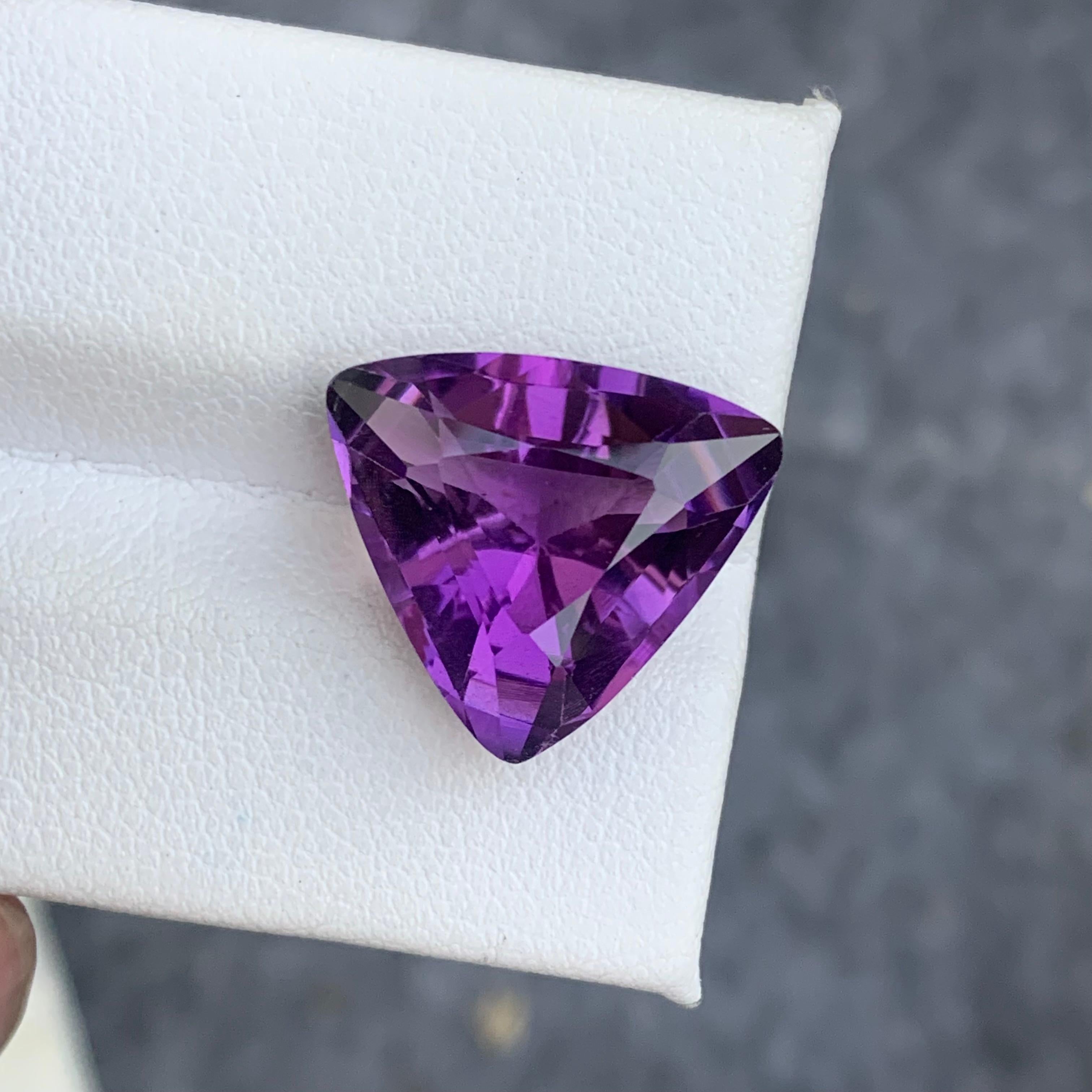 9.20 Carat Natural Purple Amethyst Gemstone Trilliant Cut from Brazil Mine (Améthyste violette naturelle taillée en brillant de la mine du Brésil) en vente 1