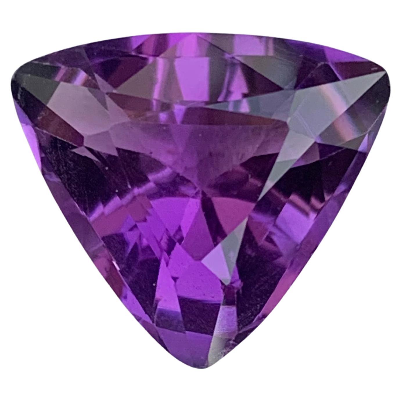 9.20 Carat Natural Purple Amethyst Gemstone Trilliant Cut from Brazil Mine For Sale