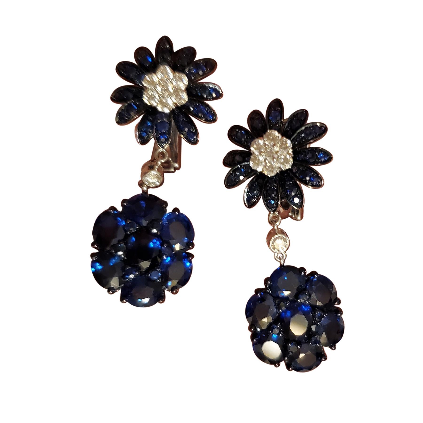 navy blue and white earrings