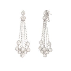 9.20 Carat Pear and Round Diamond Lotus Flower Chandelier Earrings in 18K Gold