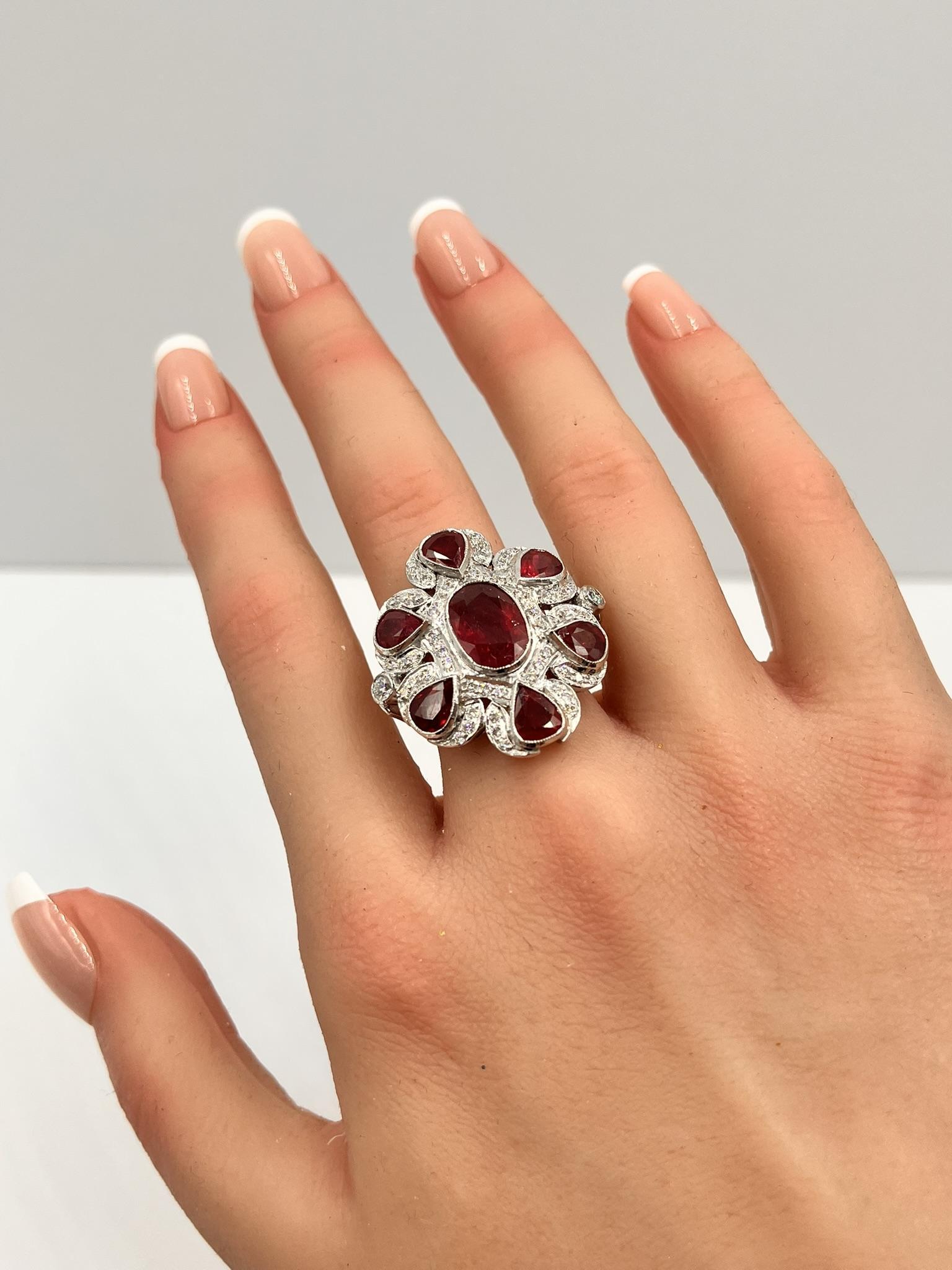 9.20 Carat Ruby & Diamond 14K Gold Ring en vente 1