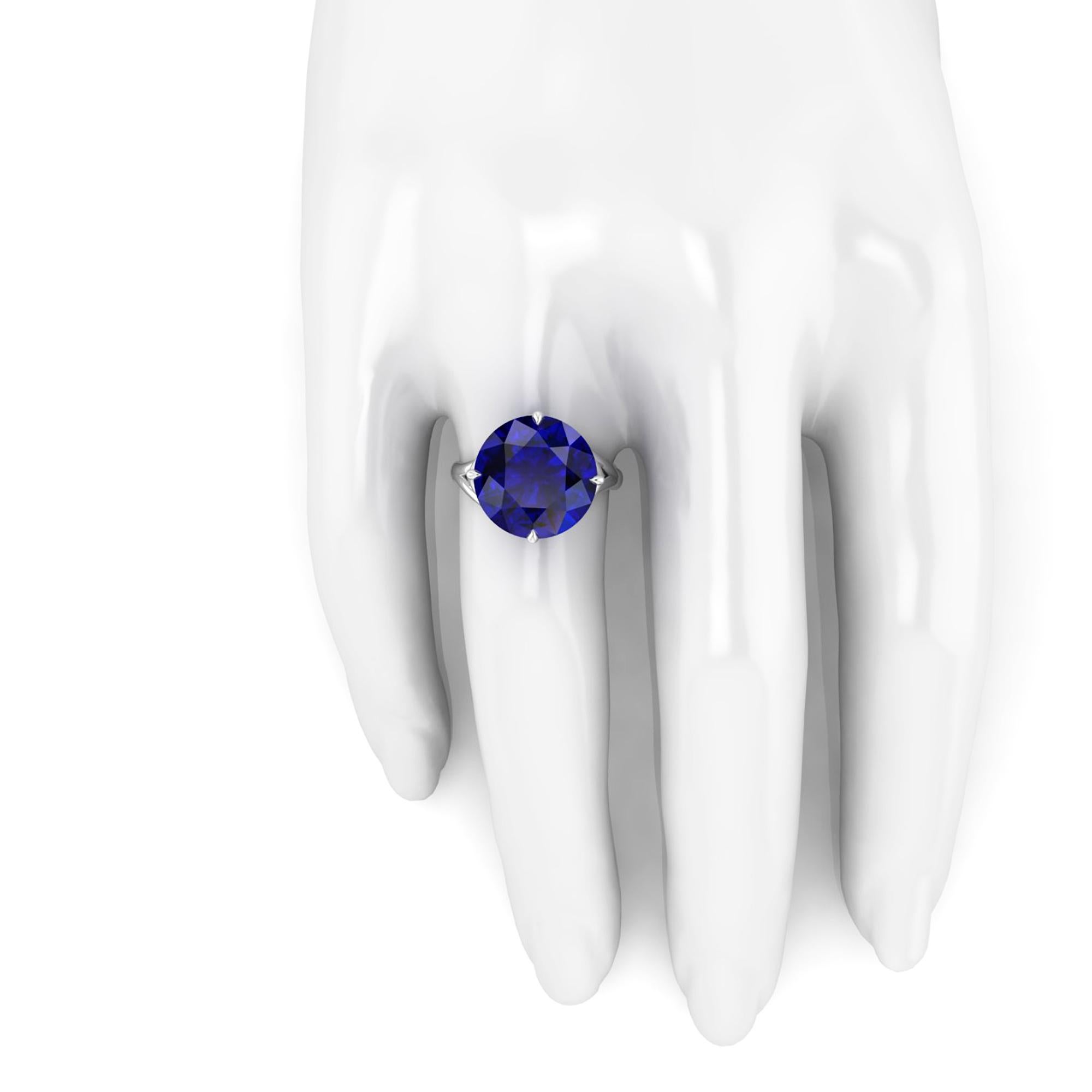 9.20 Carat Tanzanite Round Cut in 18 Karat White Gold Cocktail Ring For Sale 1