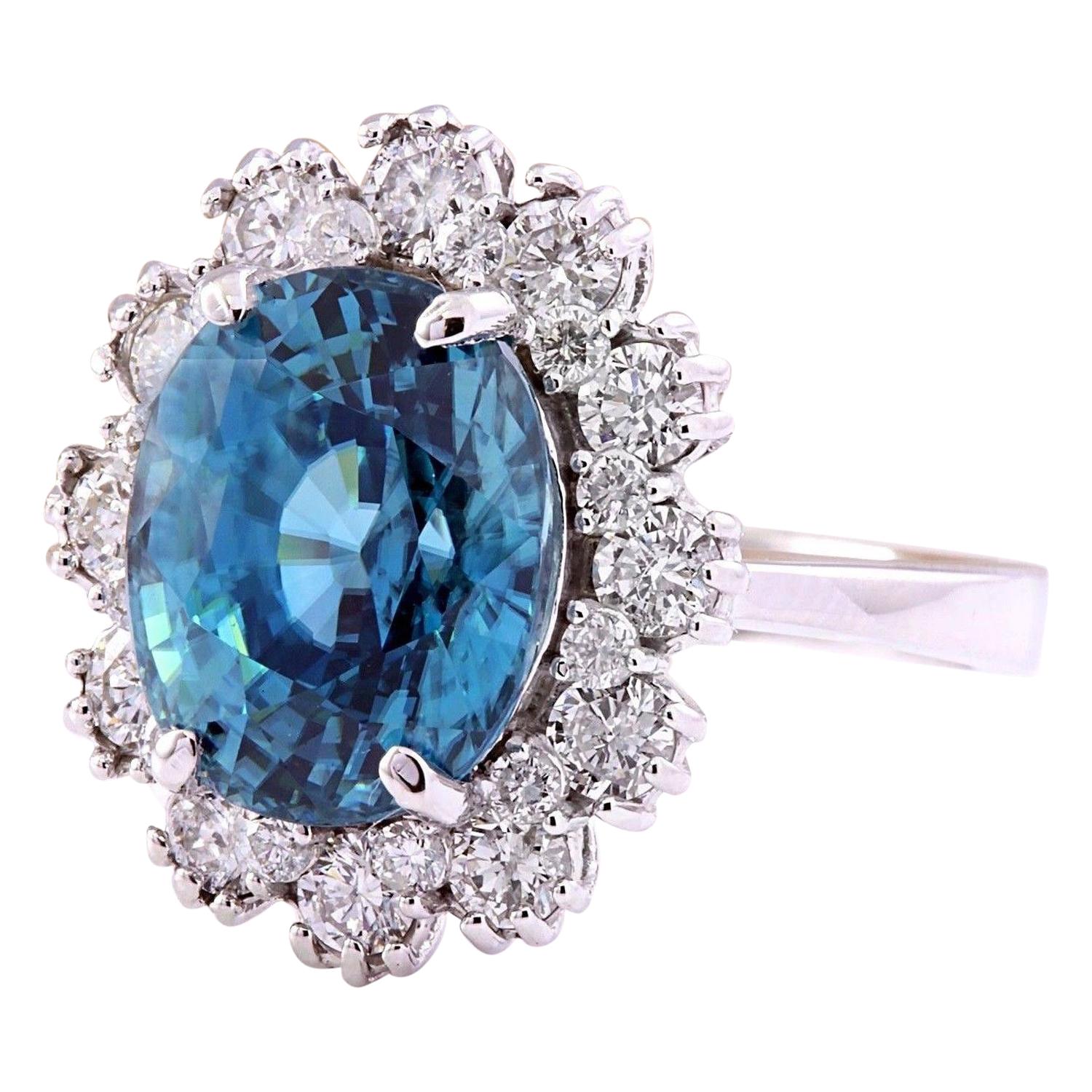 9.20 Carat  Zircon 14K Solid White Gold Diamond Ring
Item Type: Ring
Item Style: Cocktail
Material: 14K White Gold
Mainstone: Zircon
Stone Color: Blue
Stone Weight: 8.10 Carat
Stone Shape: Oval
Stone Quantity: 1
Stone Dimensions: 11.00x9.00 mm
Stone