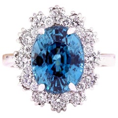 Natural Zircon Diamond Ring In 14 Karat Solid White Gold