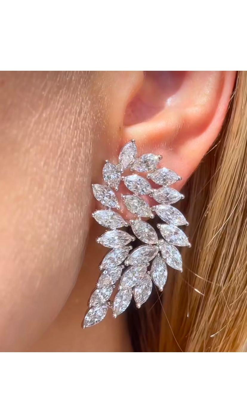 Donna 9,20 Carati Forma Marqusie Nature  Orecchini con diamanti in oro 18 carati in vendita