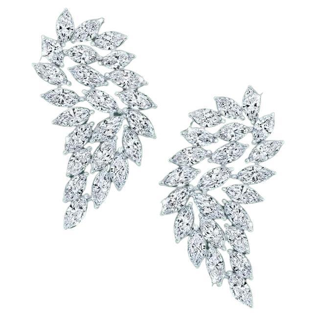 9.20 Carats Marqusie Shape Natural  Diamonds 18K Gold Earrings