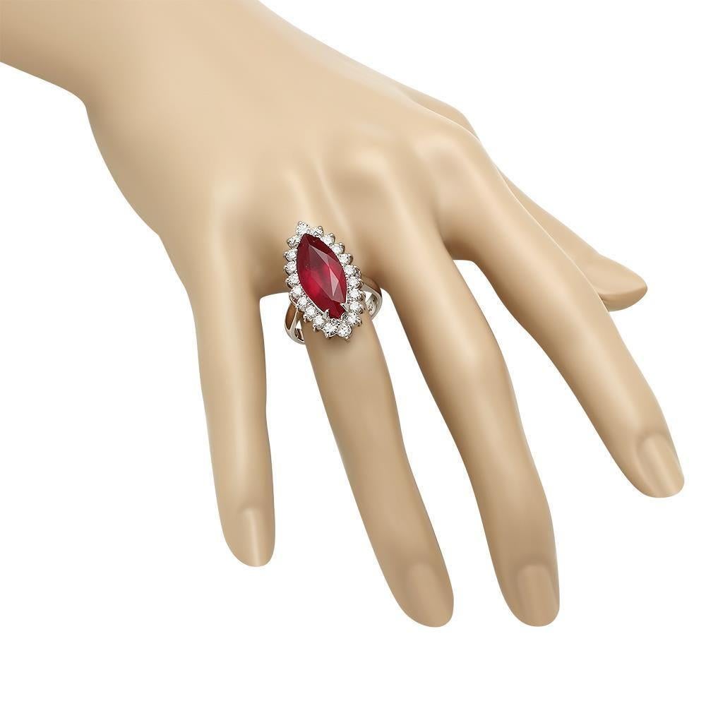 9.20 Carats Natural Red Ruby and Diamond 14K Solid White Gold Ring In New Condition For Sale In Los Angeles, CA