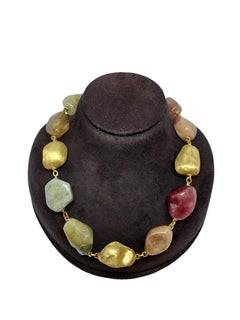 920 Carat Rough Natural Sapphires and 18 kt Gold Yvel Necklace, Bracelet, Ring