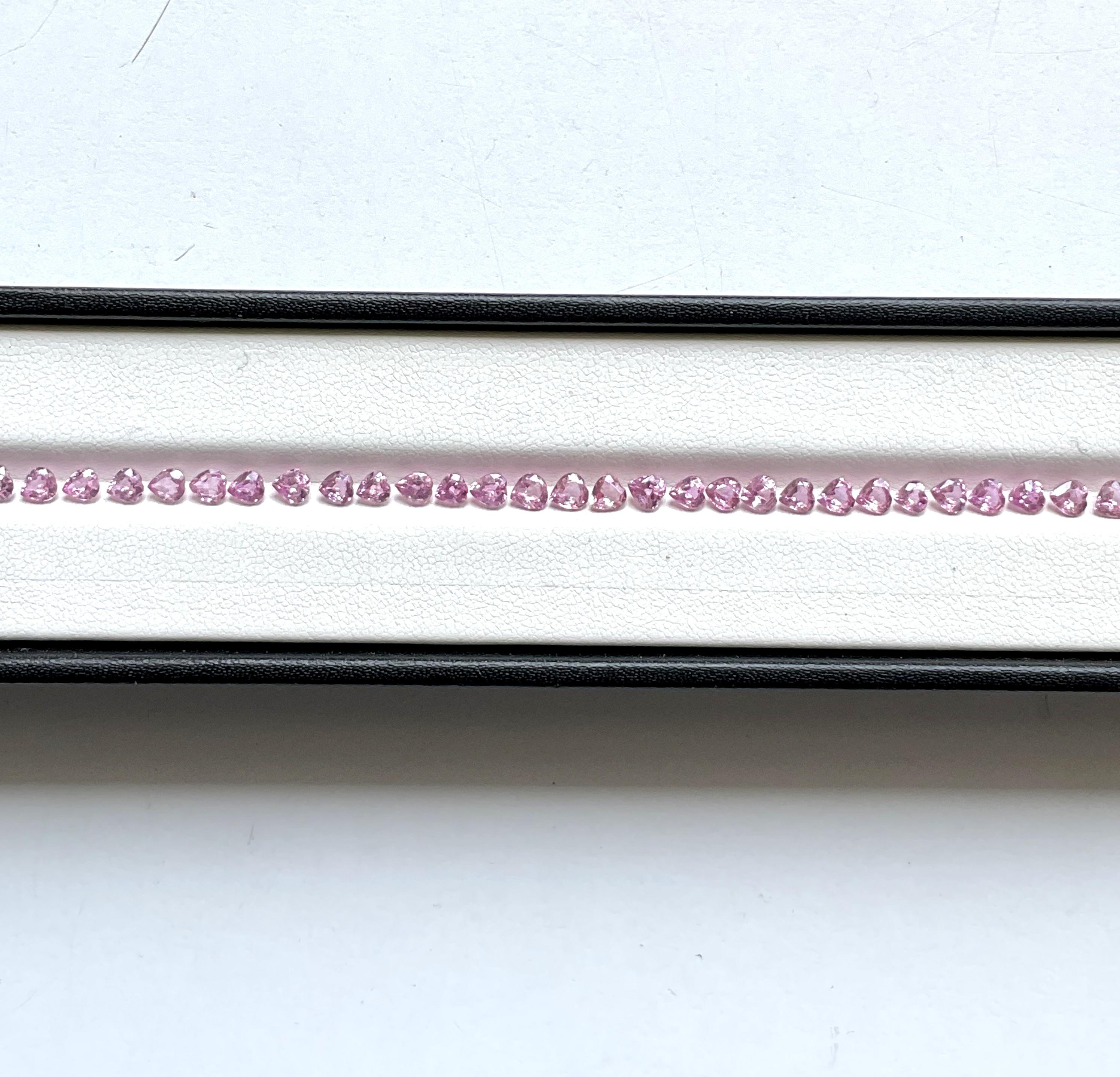 Heart Cut 9.20 cts Pink Sapphires 1 Set For Bracelet Heart cut stone For Fine Jewelry gem For Sale