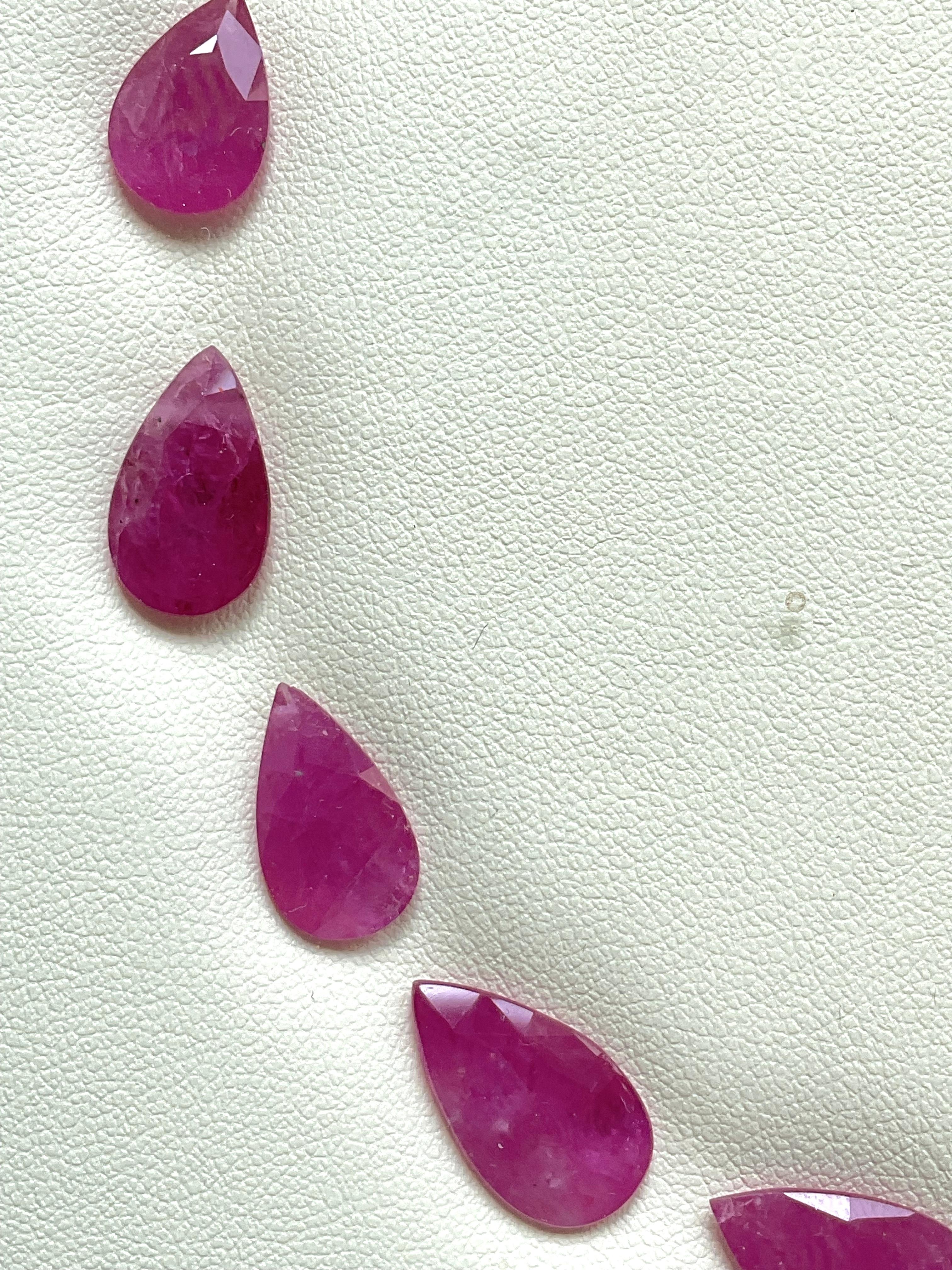 92.09 carats ruby Mozambique cut stone pear 17 Pieces layout heated natural gem For Sale 2