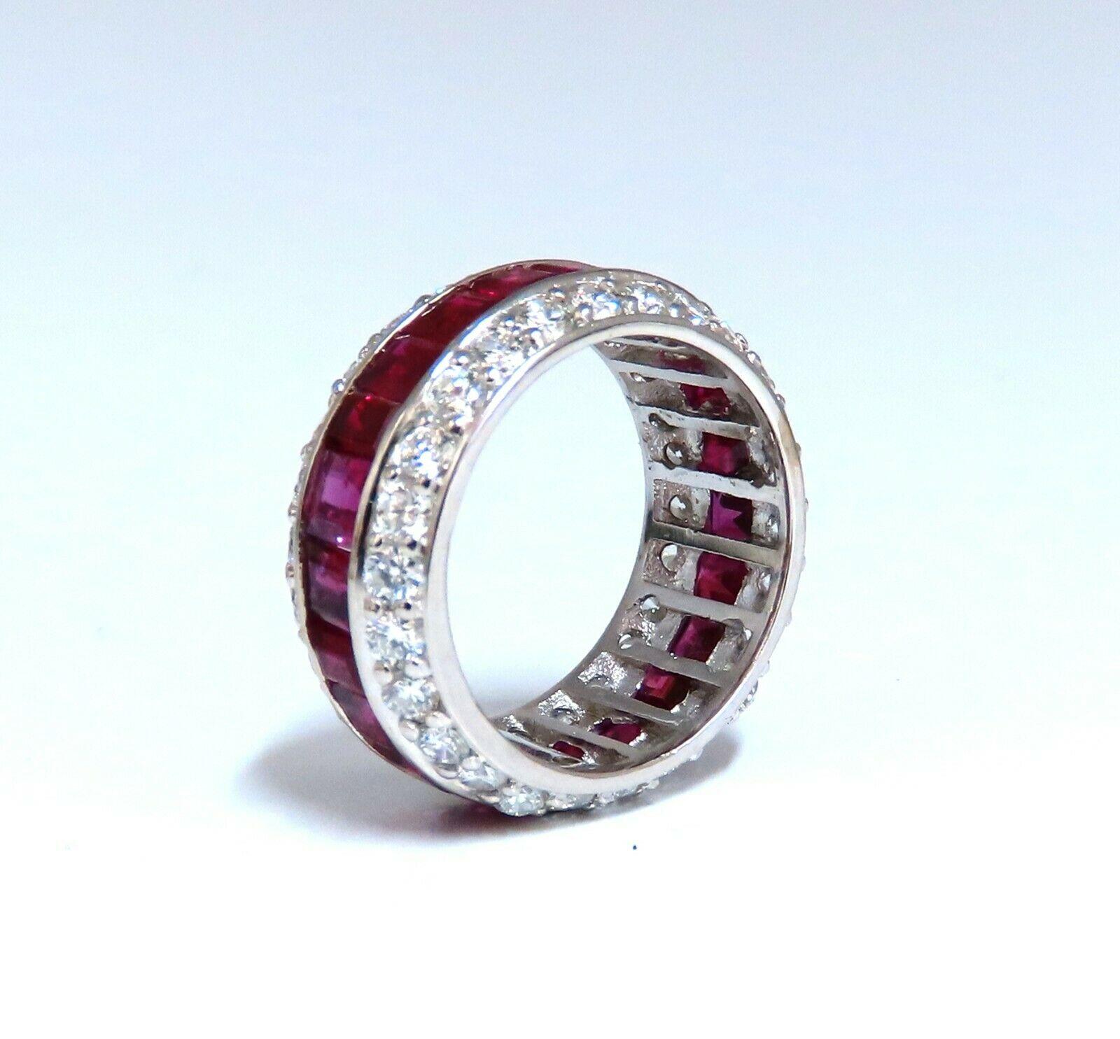 Fused Bands / Multi Row

6.40ct. Baguette cut Natural Rubies & 

 2.80ct diamonds ring.

Rubies:

Clean Clarity & full round cuts.

Transparent & Vivid red colors.

Average: 3.5mm each

 

2.80ct. natural round brilliant diamonds

G-color VS-2