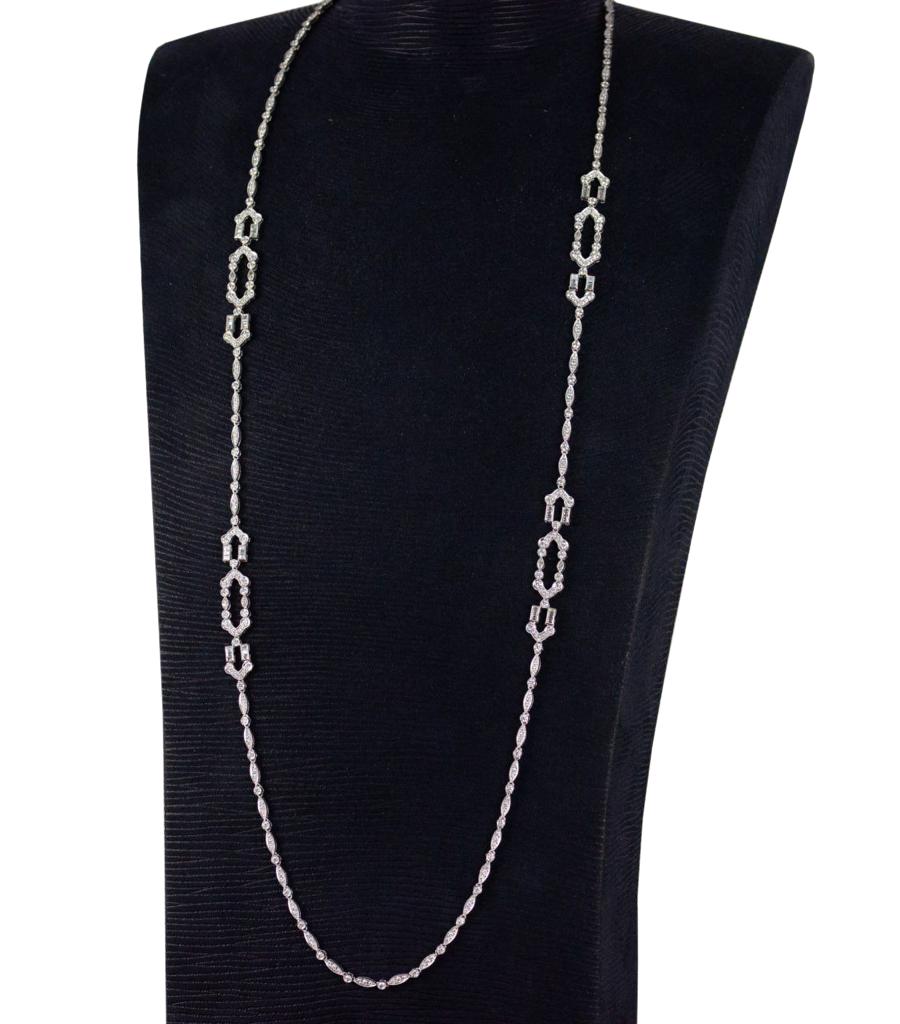 Modernist 9.20ctw Diamond by the Yard Chain 18K Gold VVS2 Clarity F Color Necklace For Sale