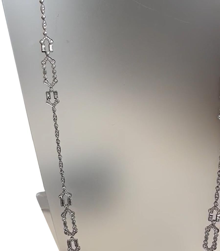 Taille ronde Collier de 9,20ctw Diamond by the Yard Chain en or 18K VVS2 Clarity F Color en vente