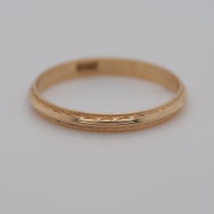 920s 14K Yellow Gold Engraved Wedding Band Size 6