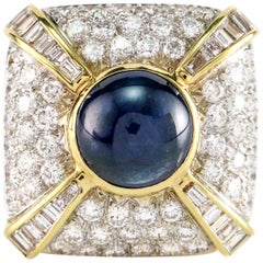 9.21 Carat Blue Sapphire and Diamond Cocktail Ring