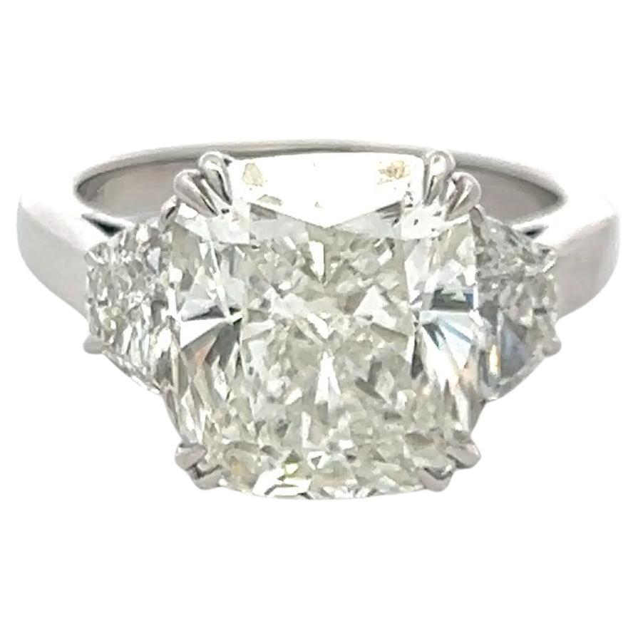 9.22 Carat Cushion and Half Moon Shape Diamond Platinum Engagement Ring