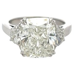 9.22 Carat Cushion and Half Moon Shape Diamond Platinum Engagement Ring