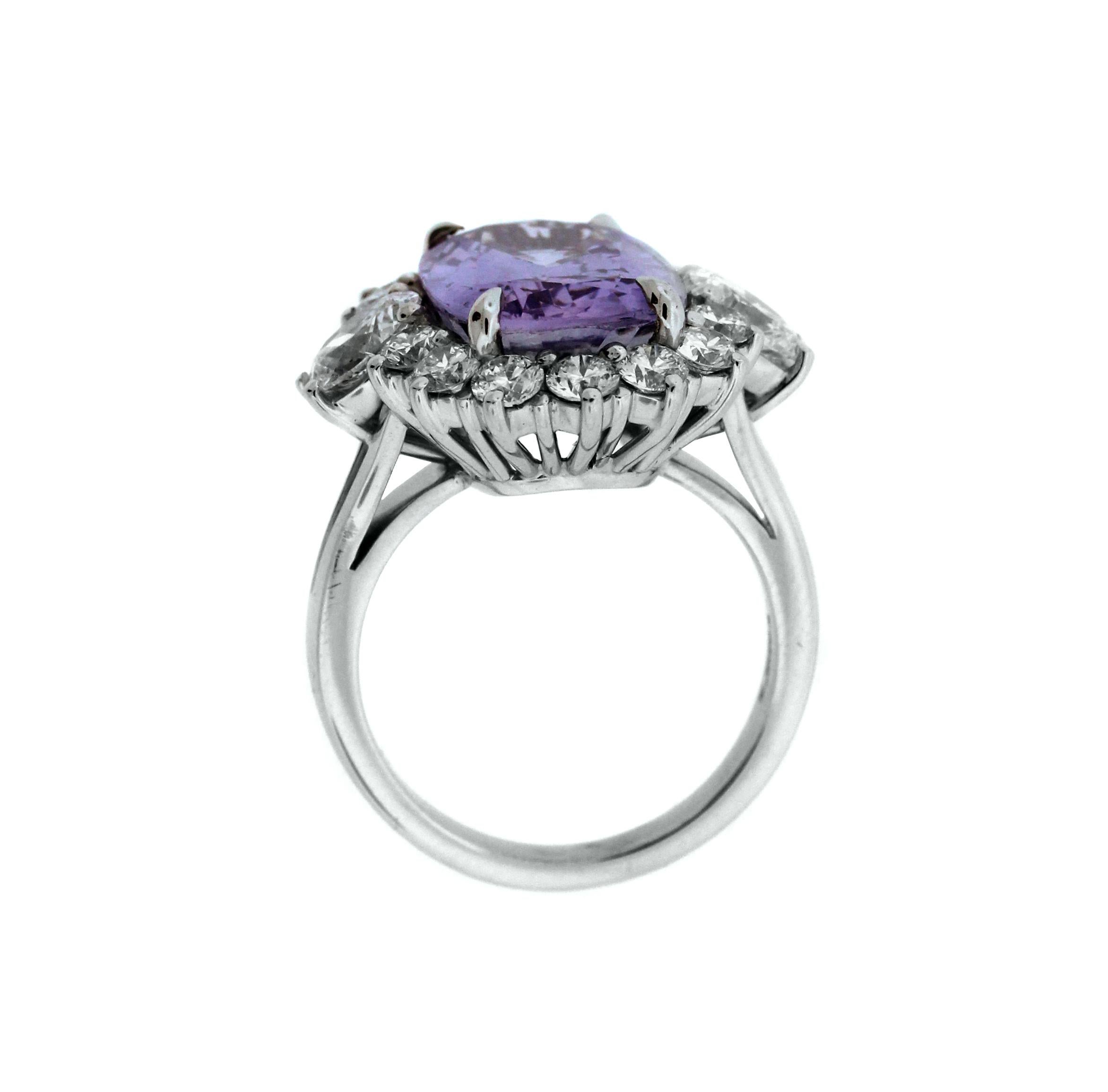 9.22 Carat Natural Violet Purple Sapphire Diamond Platinum Ring In New Condition In Boca Raton, FL