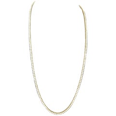 9.22 Carat Round Brilliant Cut Diamond Tennis Necklace 14 Karat Yellow Gold