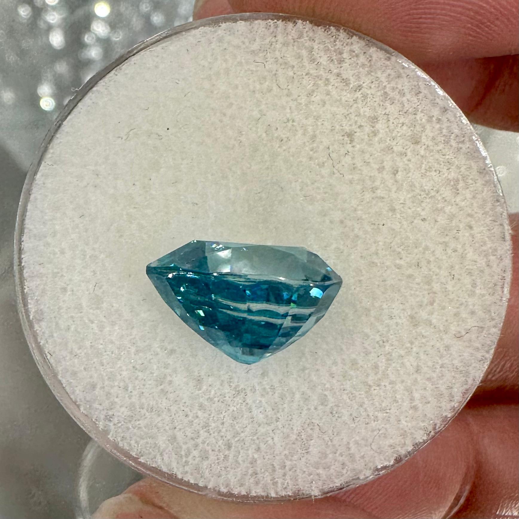 9.23 Carat Pear Shape Caribbean Blue Zircon Loose Gemstone In New Condition For Sale In Seattle, WA