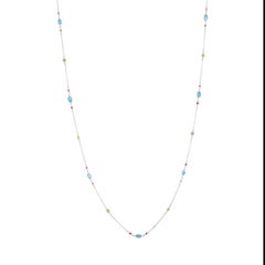 9.23 Carat Sapphire, Tanzanite, Tourmaline, Morganite, Peridot, Diamond Necklace