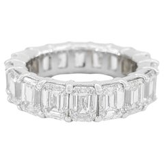 9.24 Carat Platinum Emerald Cut Diamond Full Circle Eternity Ring