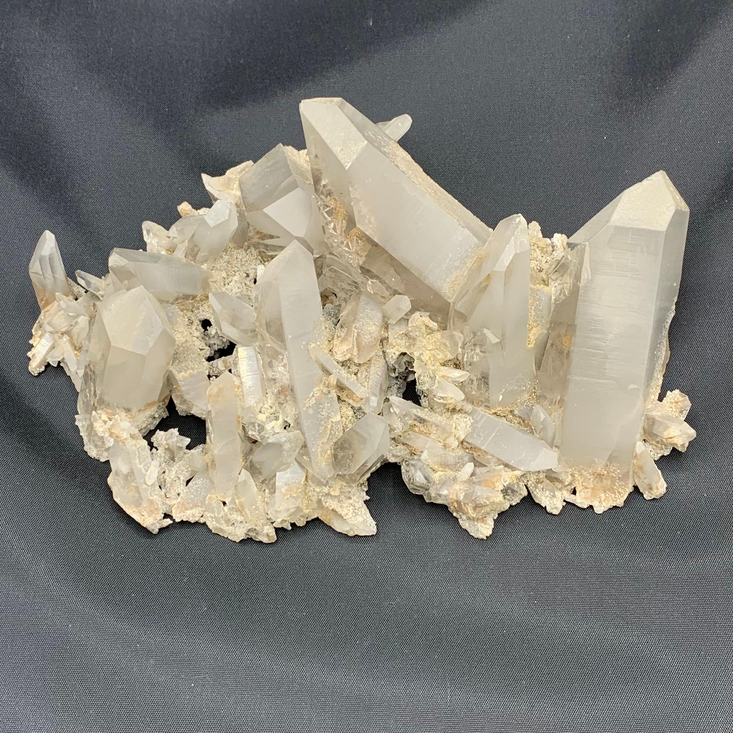 Contemporary 924 Grams Gorgeous Robust Cluster Of Pointed Quartz Crystals For Sale