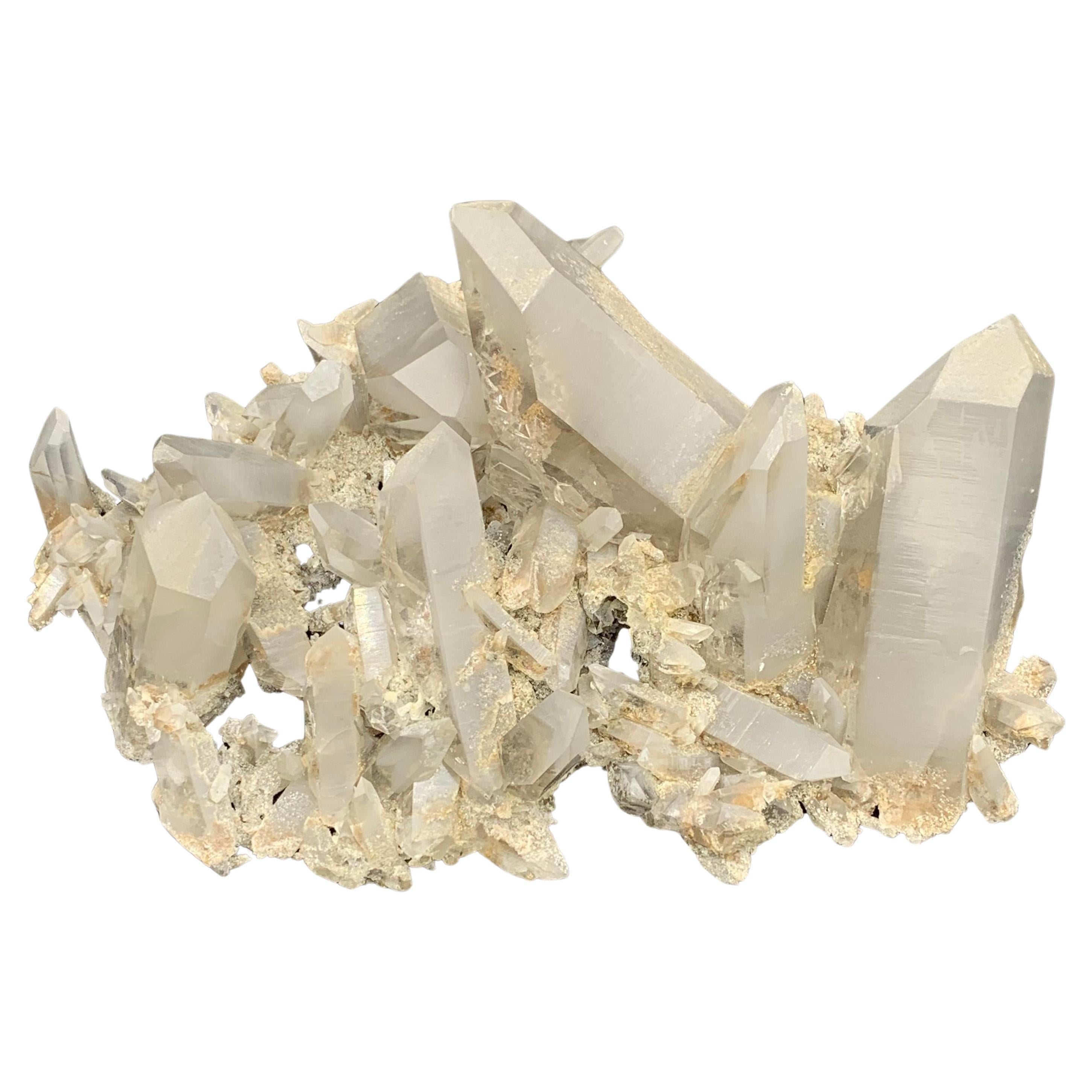 924 Grams Gorgeous Robust Cluster Of Pointed Quartz Crystals For Sale