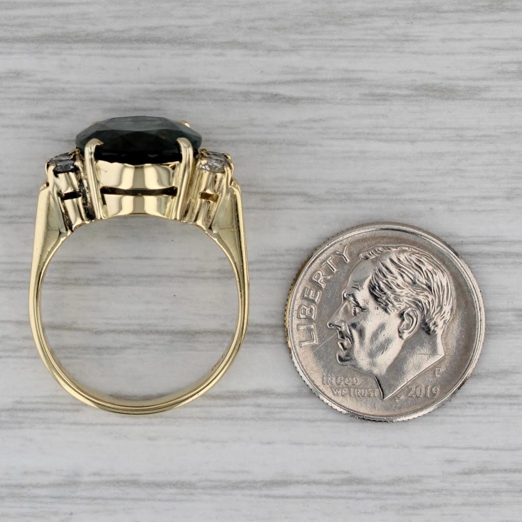 9.24ctw Teal Sapphire Diamond Ring 18k Yellow Gold Size 7 GIA Engagement For Sale 2