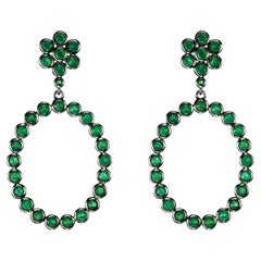 925 Black Sterling Silver 6.69 Cttw. Emerald Drop Earrings