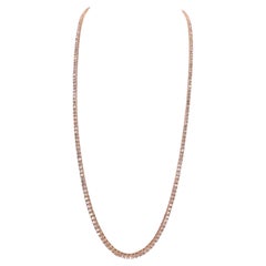 9.25 Carat Brilliant Cut Diamond Tennis Necklace 14 Karat Rose Gold 22''
