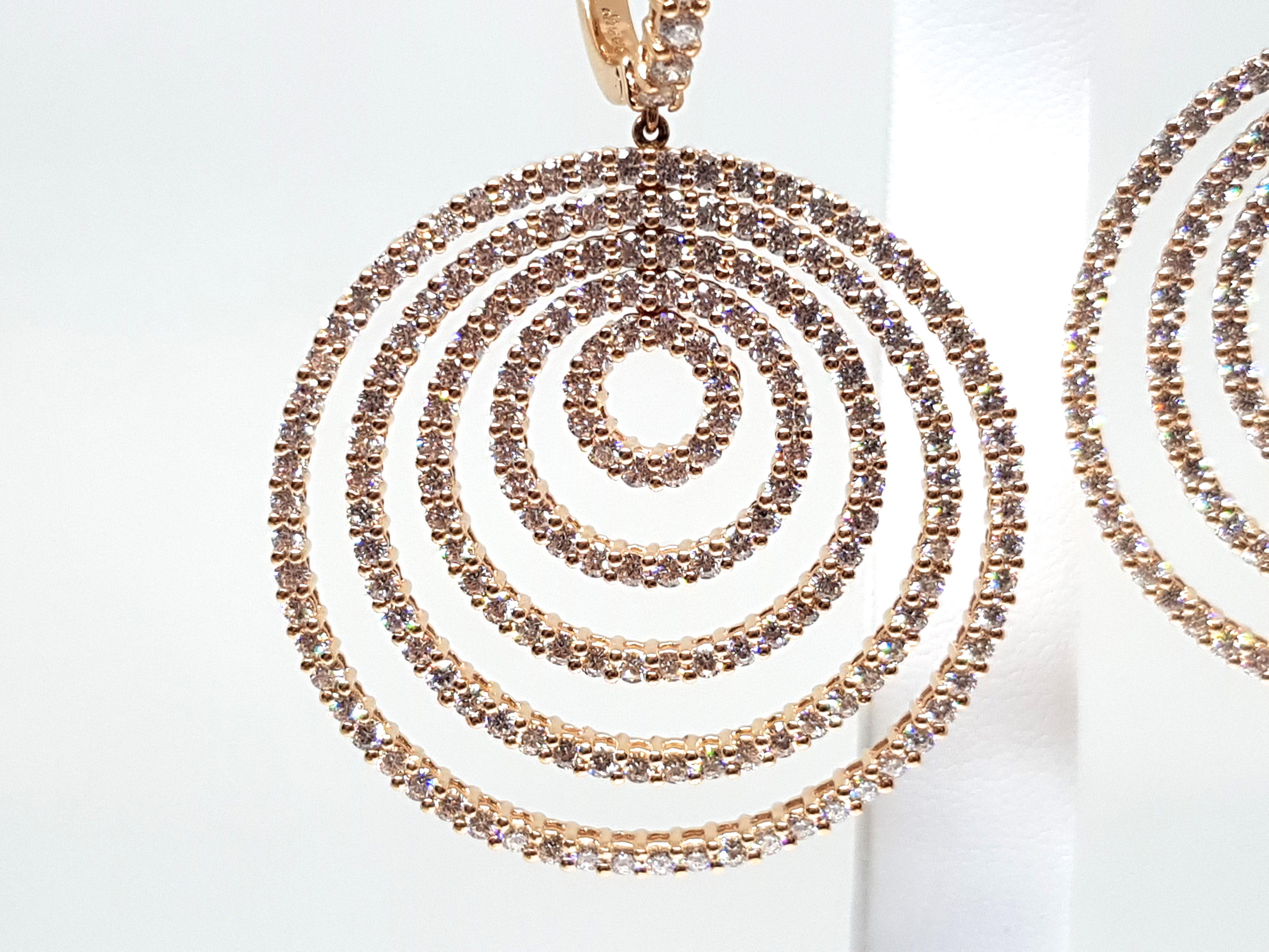 9.25 Carat Leo Pizzo Rose Pink Gold Diamond Chandelier Drop Earrings For Sale 3