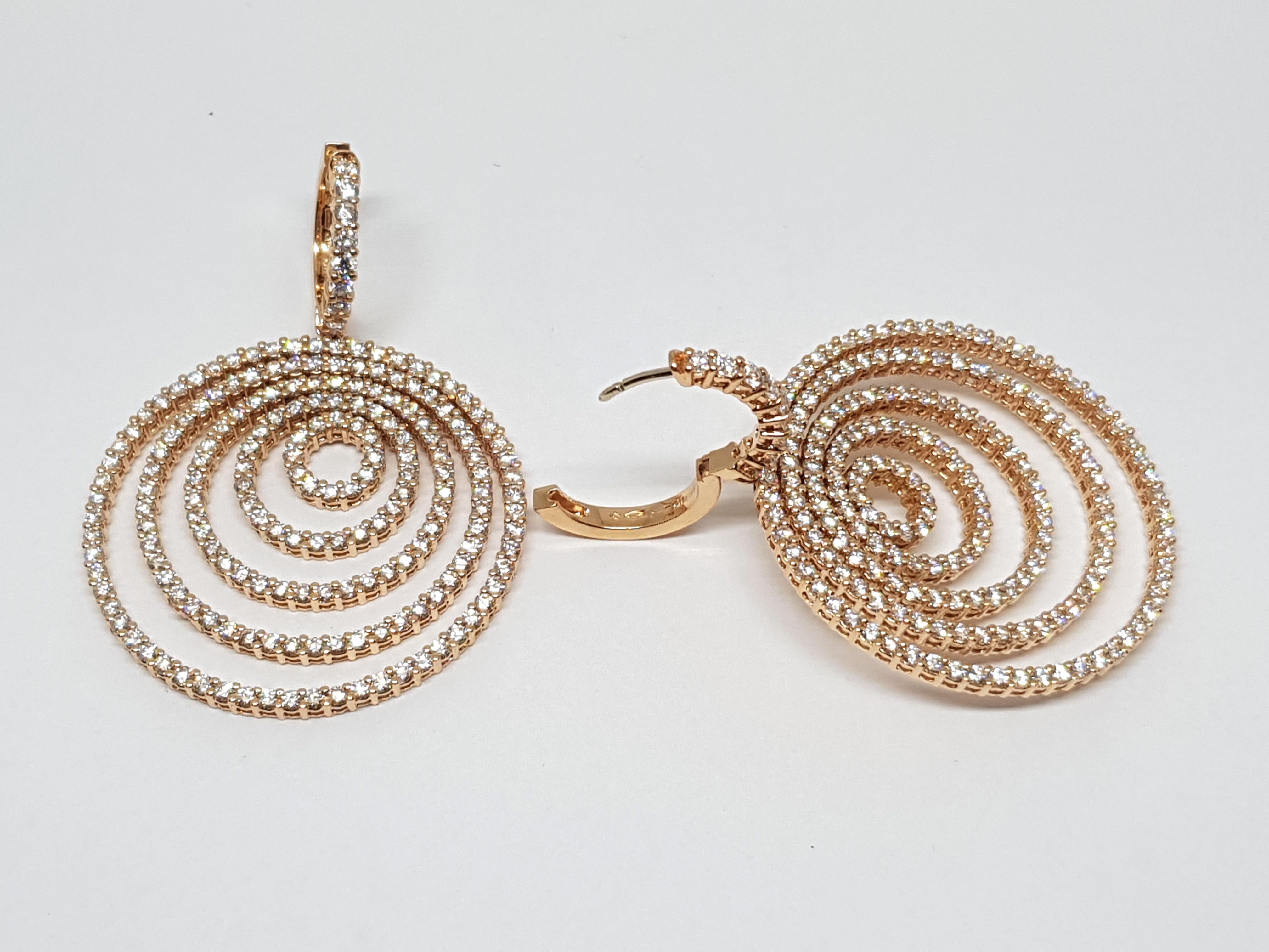 9.25 Carat Leo Pizzo Rose Pink Gold Diamond Chandelier Drop Earrings For Sale 6