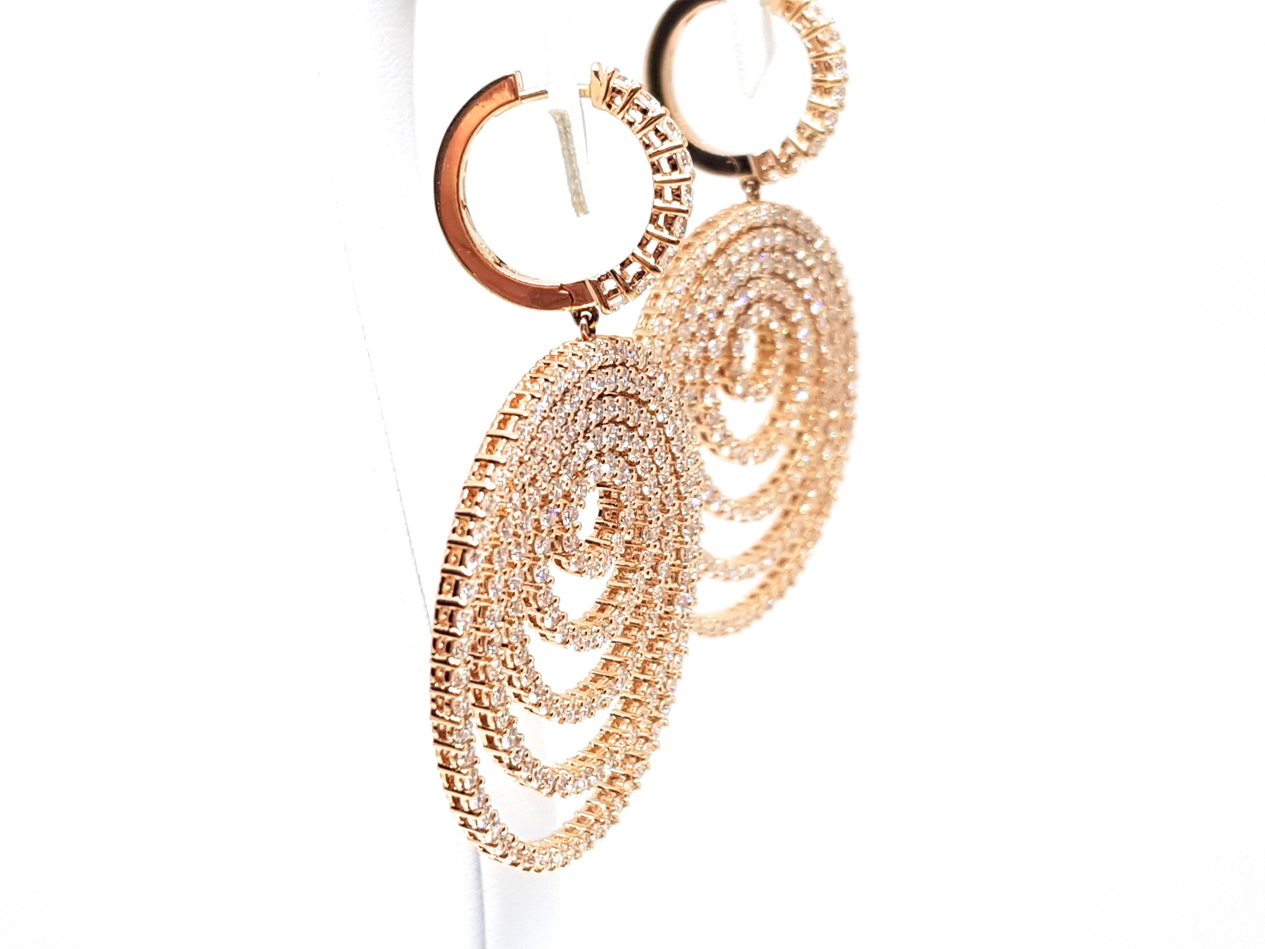 9.25 Carat Leo Pizzo Rose Pink Gold Diamond Chandelier Drop Earrings In New Condition For Sale In Antwerp, BE