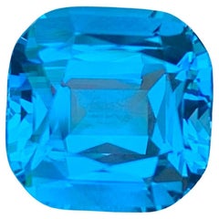 9.25 Carat Natural Loose Electric Blue Topaz Stone Cushion Cut African Gemstone