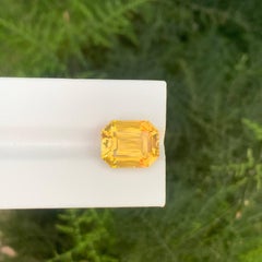 9.25 Carat Natural Loose Yellow Golden Citrine Emerald Cut Brazilian Gemstone
