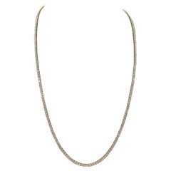 9.25 Carat Round Brilliant Cut Diamond Tennis Necklace 14 Karat Yellow Gold