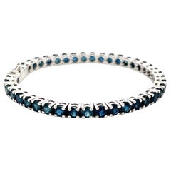 Bracelet de tennis en or blanc 18K avec saphir 9,25 carats et brillants ronds