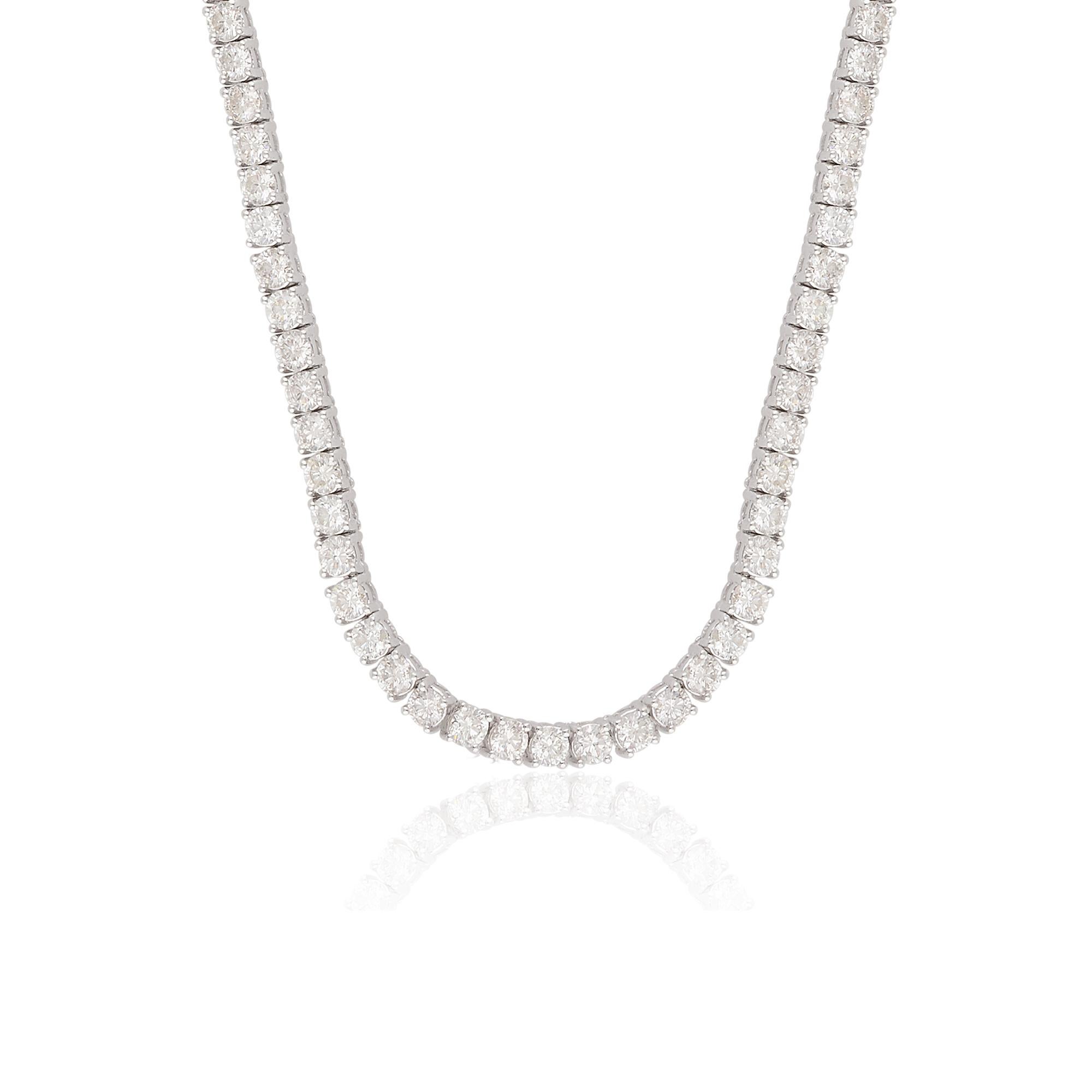 Collar de cadena de tenis de oro blanco de 18 quilates con diamantes de color HI y claridad SI de 9,25 quilates en Nuevo estado para la venta en Diera, Dubai