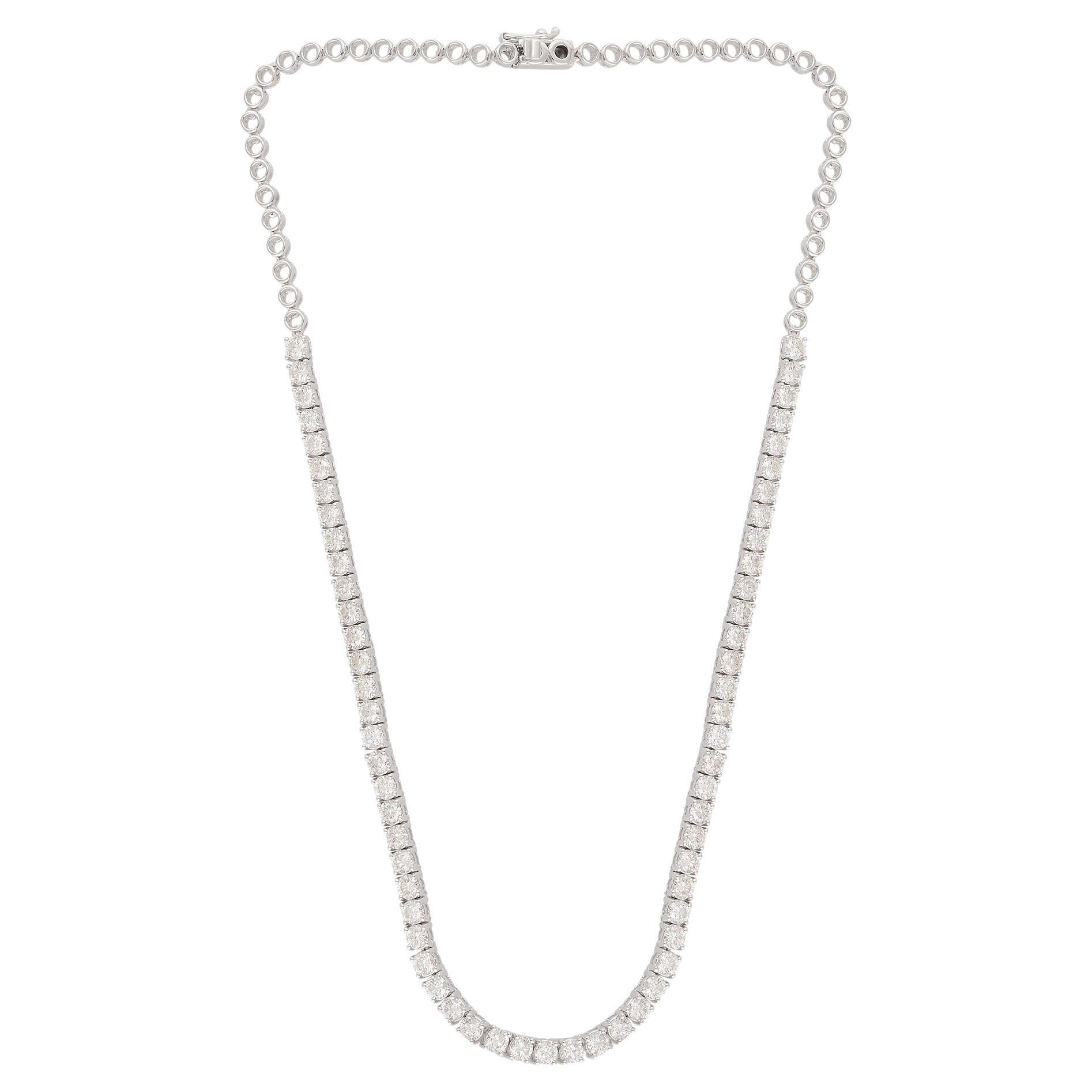9,25 carati SI Clarity HI Color Diamante in oro bianco 18 carati Collana a catena Tennis